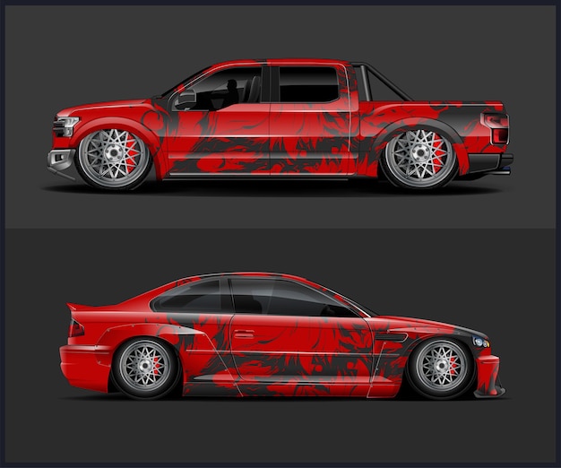 Ilustración del diseño de la envoltura del coche de carreras