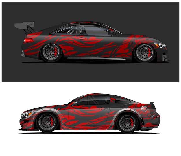 Ilustración del diseño de la envoltura del coche de carreras