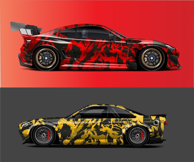 Ilustración del diseño de la envoltura del coche de carreras