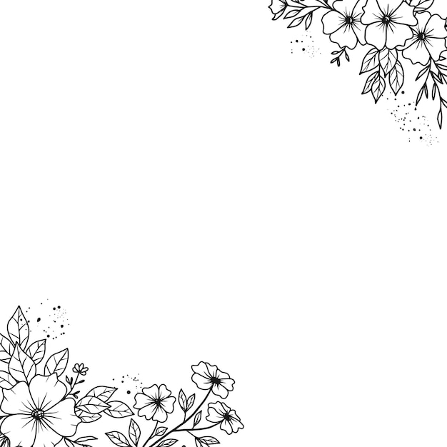Ilustración del diseño de la esquina del marco floral elegante