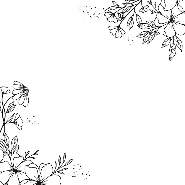 Ilustración del diseño de la esquina del marco floral elegante