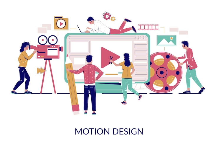 Vector ilustración de diseño de estilo plano de vector de estudio gráfico de movimiento