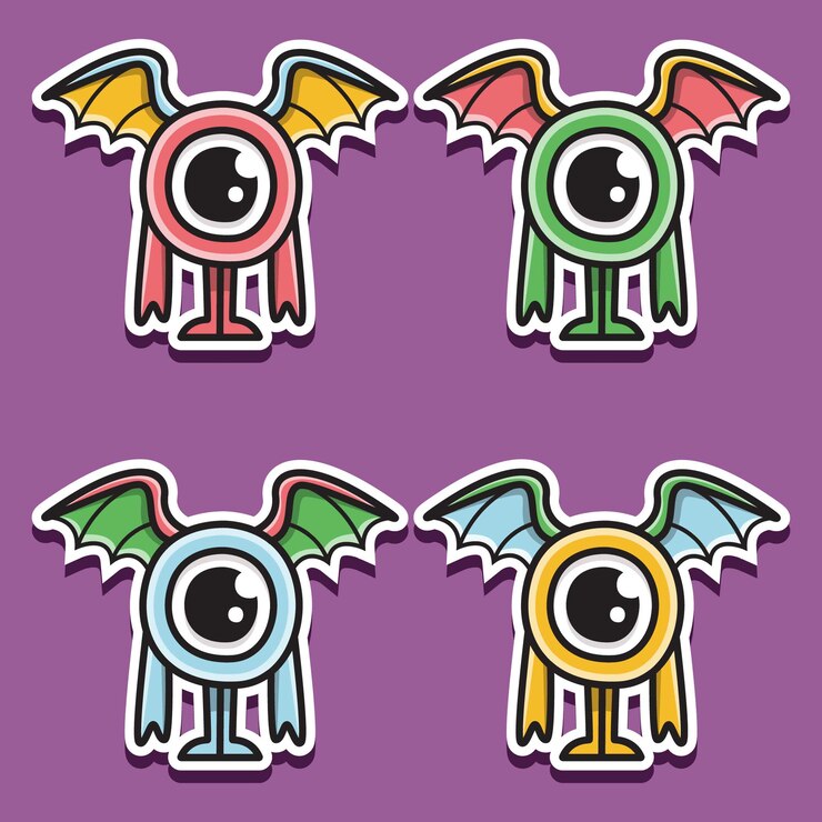 Vector ilustración de diseño de etiqueta engomada de halloween de dibujos animados kawaii