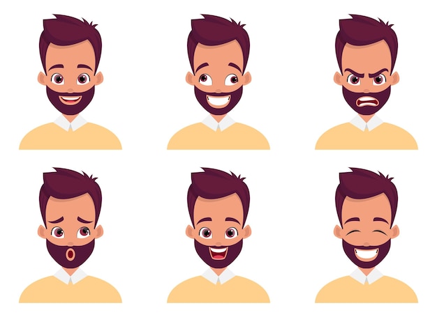 Ilustración de diseño de expresión de cara de hombre aislado