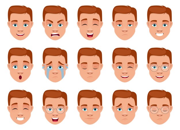 Ilustración de diseño de expresión de cara de hombre aislado