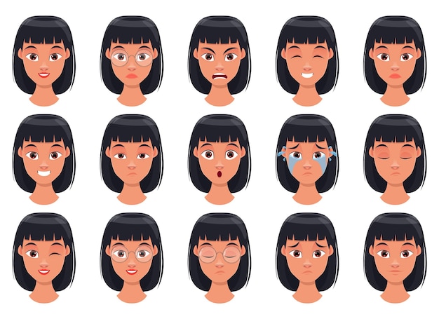 Vector ilustración de diseño de expresión de cara de mujer aislada