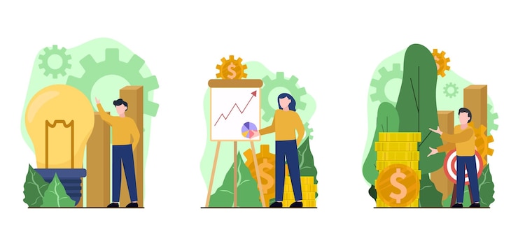 Vector ilustración de diseño de finanzas de paquete plano