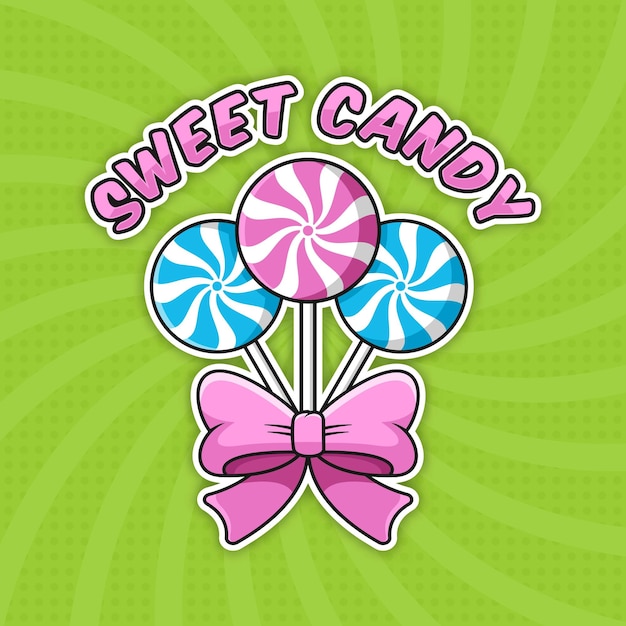Ilustración de diseño de fondo de caramelo dulce espiral
