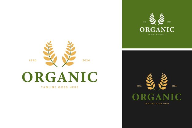 Ilustración de diseño fresco de la granja vectorial de arroz orgánico