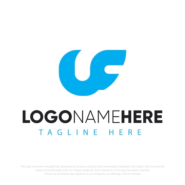 Ilustración del diseño del gradiente del logotipo de la letra vector UF libre