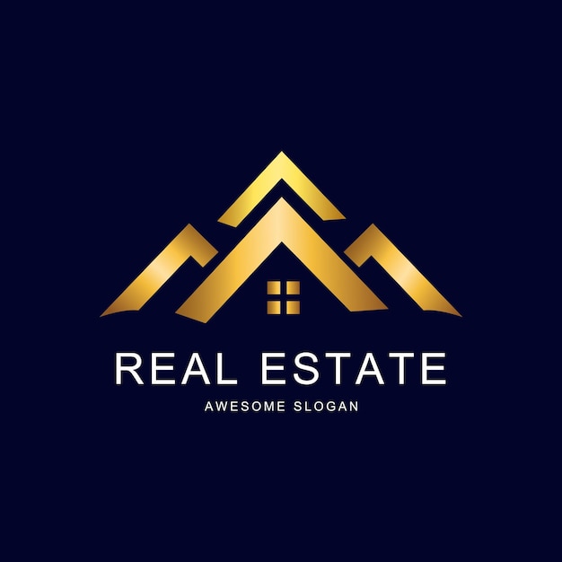 Ilustración del diseño de gradiente de lujo del logotipo inmobiliario
