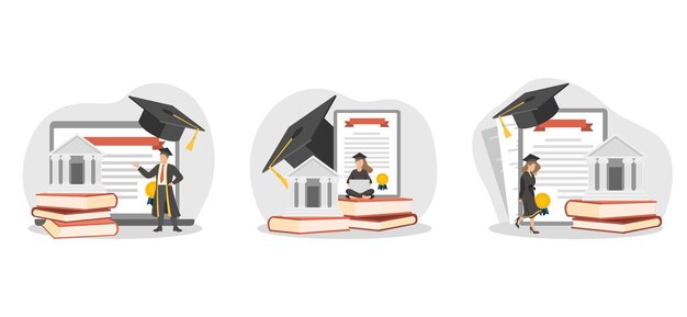 Ilustración de diseño de graduación de paquete plano
