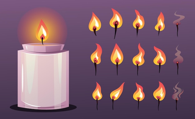 Vector ilustración de diseño gráfico de concepto aislado de animación a la luz de las velas encendidas