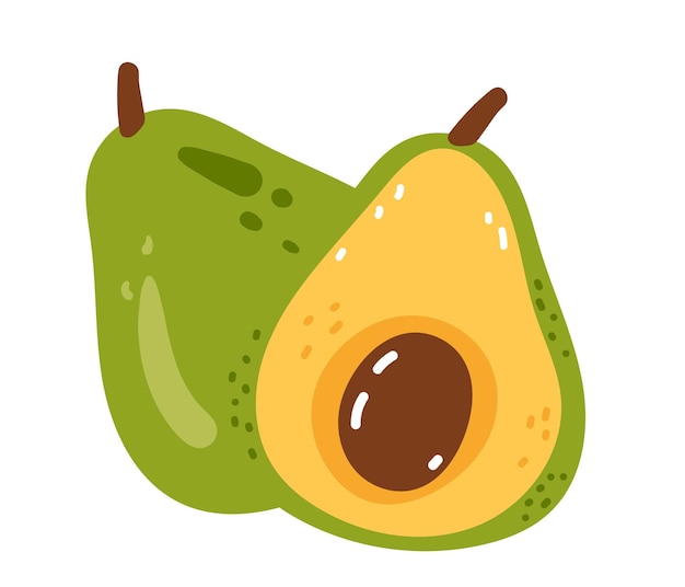 Ilustración de diseño gráfico de concepto de estilo de doodle de icono de rebanada de fruta de aguacate