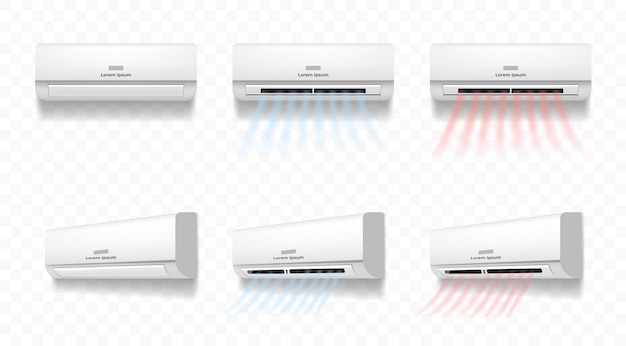Ilustración de diseño gráfico de conjunto aislado de clima de temperatura del acondicionador de flujo de aire