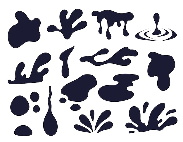 Ilustración de diseño gráfico de conjunto aislado de sombra de gota de agua negra