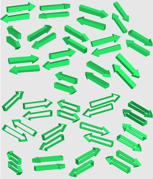 Ilustración de diseño gráfico de la flecha 3d flecha en verde flecha 3D sólido y trazo