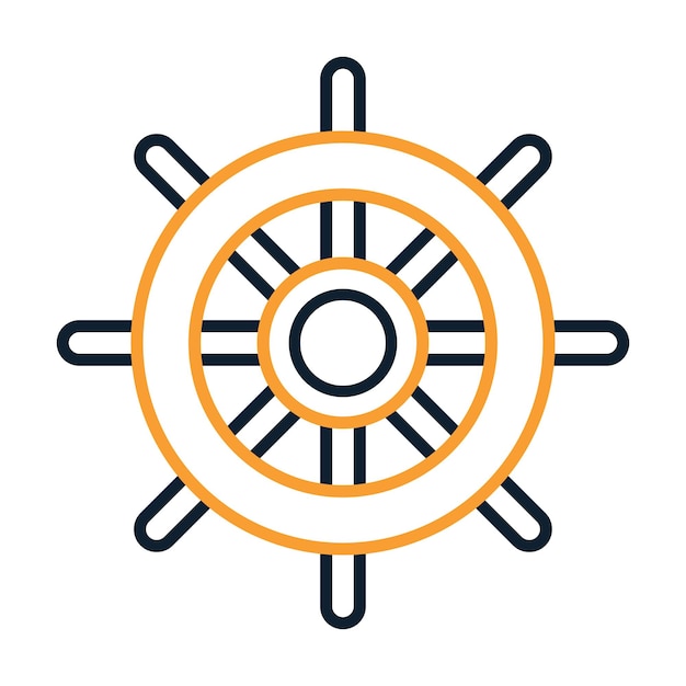 Ilustración de diseño gráfico del icono de la rueda del barco