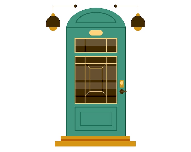 Vector ilustración de diseño gráfico plano de concepto aislado de apartamento frontal de casa de puerta
