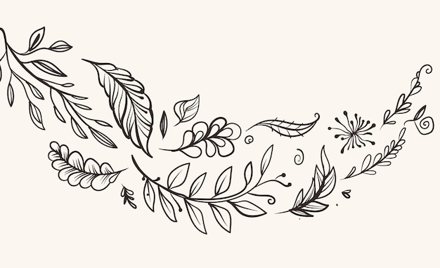 Ilustración de diseño gráfico plano de concepto de banner de borde de línea floral de jardín de flores