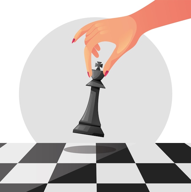 Ilustración de diseño gráfico plano de concepto de estrategia de competencia de batalla de pieza de ajedrez