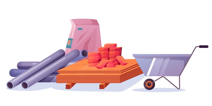 Vector ilustración de diseño gráfico plano del concepto de materiales de construcción
