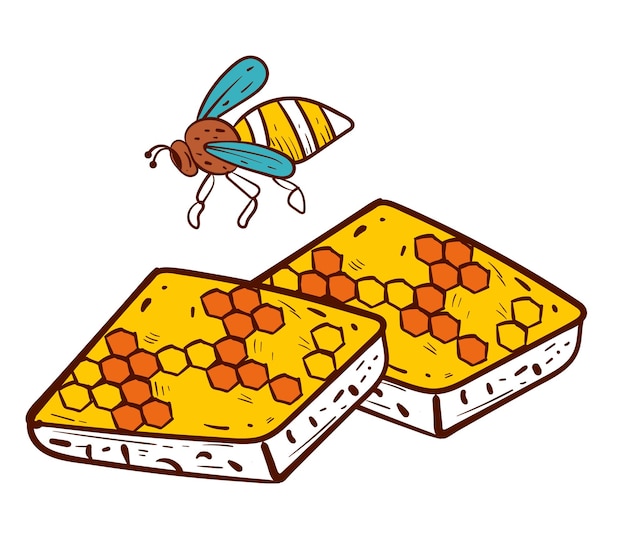 Vector ilustración de diseño gráfico plano de concepto de miel hexagonal de colmena de celda de abeja de panal