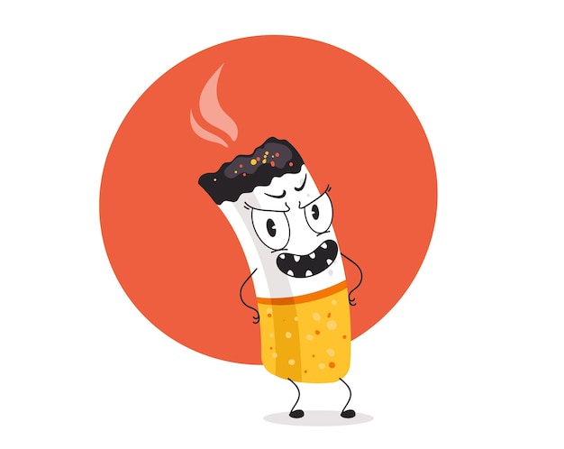 Ilustración de diseño gráfico plano de concepto de personaje lindo de humo de cigarrillo