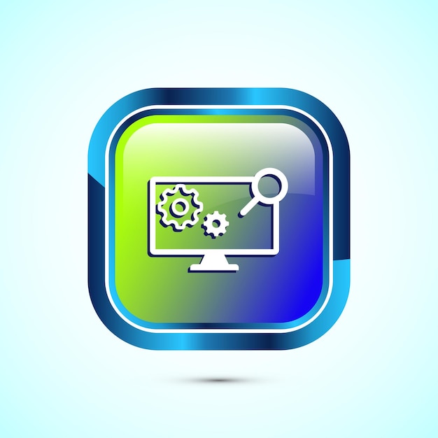 Ilustración de diseño de icones de tecnología de la información Icono de tecnología digital Diseño de botón cuadrado brillante