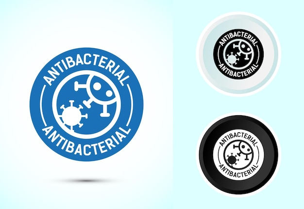 Ilustración del diseño del icono antibacteriano Símbolo de etiqueta de higiene para el embalaje del producto Color blanco y negro