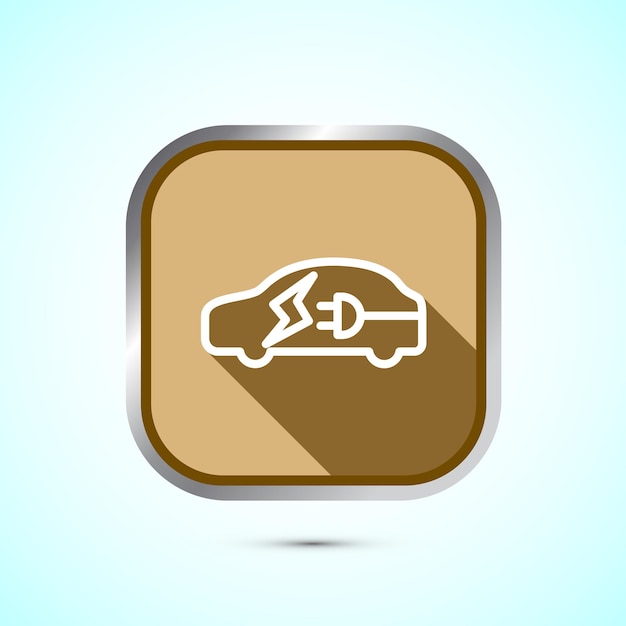 Ilustración del diseño del icono del automóvil eléctrico Símbolo de señal de la estación de carga del automóvil Diseño del botón de sombra dorada