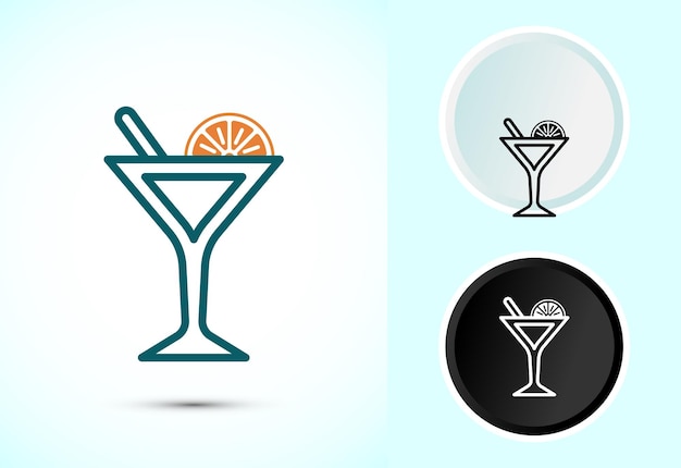 Ilustración del diseño del icono de la bebida tropical El letrero de la bebida tropical para aplicaciones y sitios web Color blanco y negro