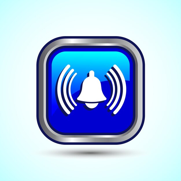 Ilustración del diseño del icono del botón de la campana de notificación del símbolo de alarma