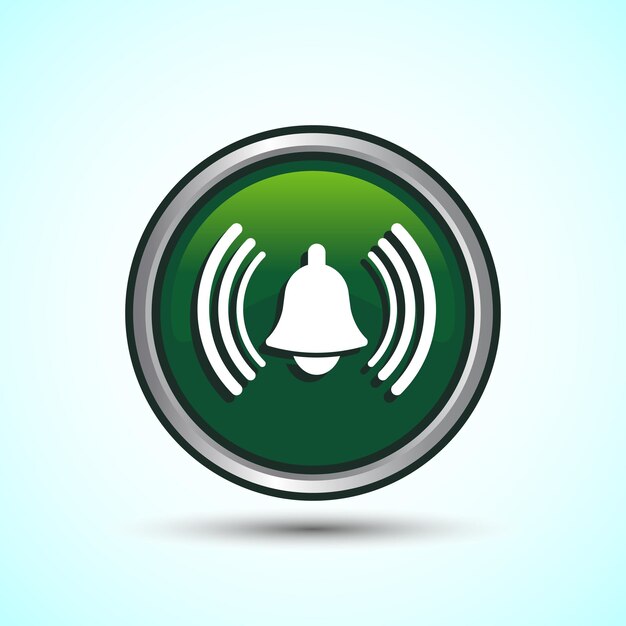 Ilustración del diseño del icono del botón de la campana de notificación del símbolo de alarma