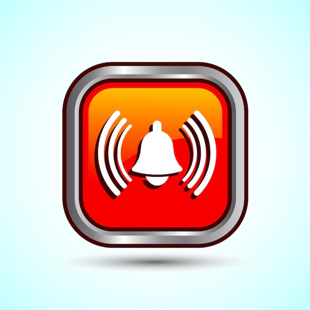 Ilustración del diseño del icono del botón de la campana de notificación del símbolo de alarma