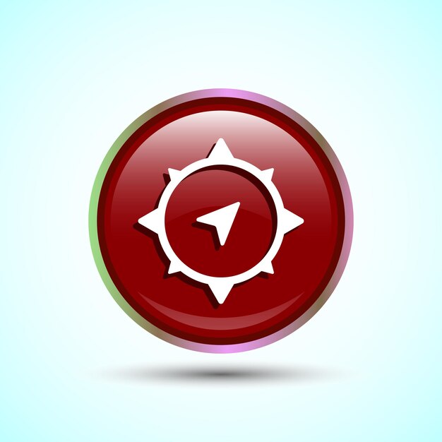 Ilustración del diseño del icono de la brújula Símbolo de señal de navegación para aplicaciones y sitios web Diseño de botón redondo de color rojo