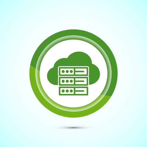 Ilustración del diseño del icono del centro de datos Icono vectorial del servidor de computadora Diseño del botón de color verde