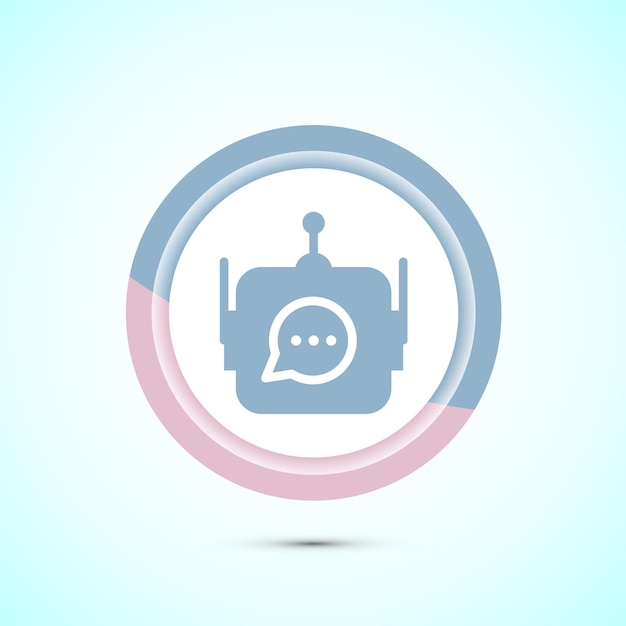 Ilustración del diseño del icono del chatbot Icono de conversación del chat Significado del bot del servicio de soporte en línea Diseño del bot de color pastel