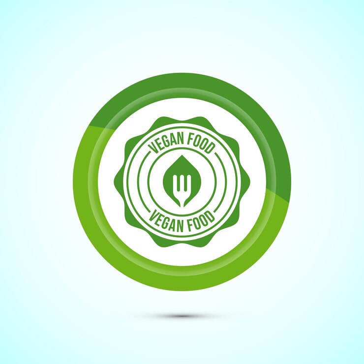 Vector ilustración de diseño de icono de comida vegana bio ecología logotipos y etiquetas orgánicas icono de dieta de comida vegetariana diseño de botón de color verde