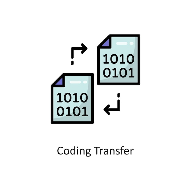 Ilustración de diseño de icono de contorno lleno de vector de transferencia de codificación