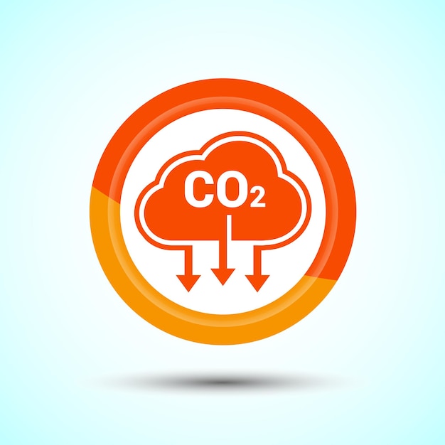 Ilustración del diseño del icono de dióxido de carbono Icono de gas de reducción de CO2 Diseño del botón de color naranja