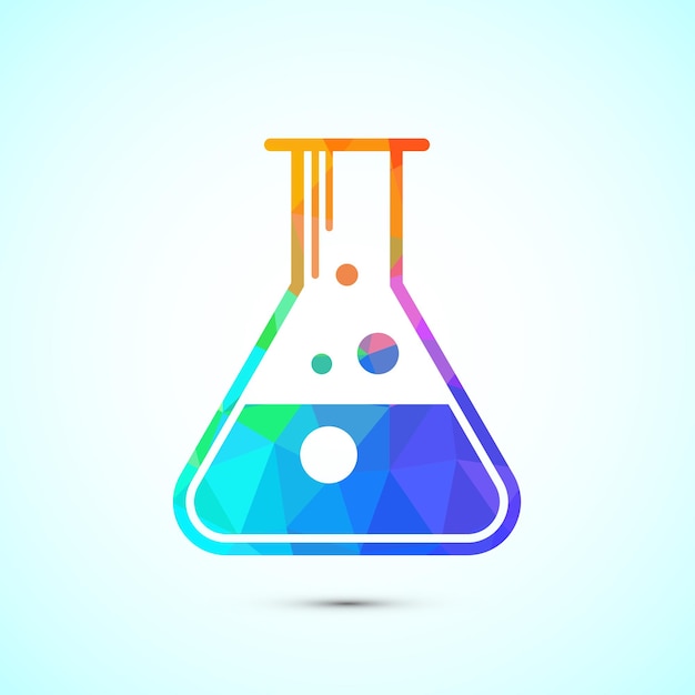 Ilustración del diseño del icono del frasco de laboratorio símbolo del signo del icono de frasco químico en estilo low poly