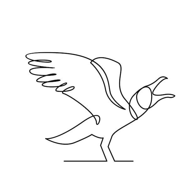 Ilustración del diseño del icono de la gaviota de una sola línea