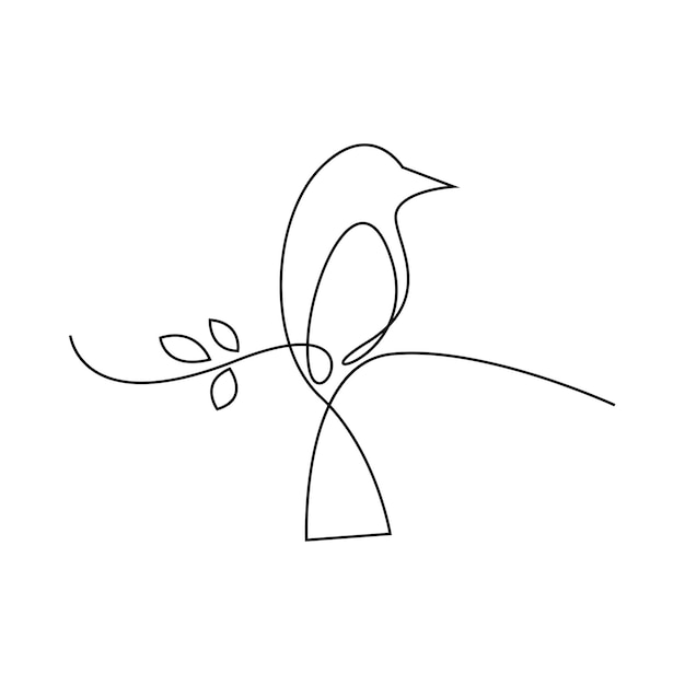 Ilustración de diseño de icono de imagen de arte de línea de pájaro
