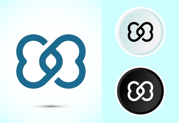 Ilustración del diseño del icono de Infinity Eternity Símbolo de signo sin fin en color blanco y negro