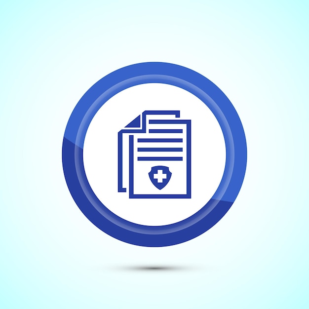 Ilustración del diseño del icono del informe médico Icono del informe de diagnóstico Receta médica Diseño del botón de color azul