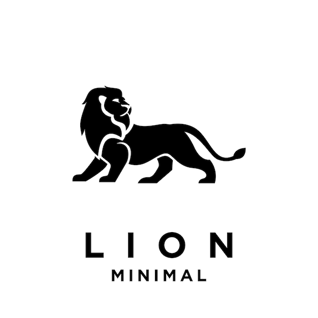 Ilustración del diseño del icono del león en blanco y negro