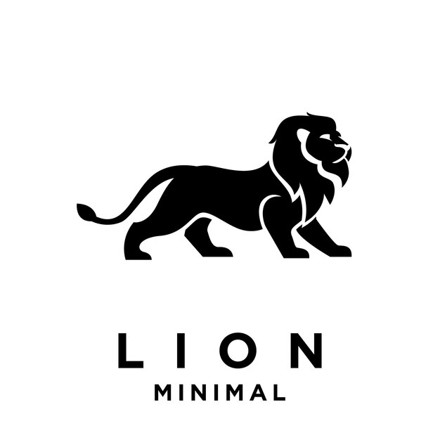 Ilustración del diseño del icono del león en blanco y negro