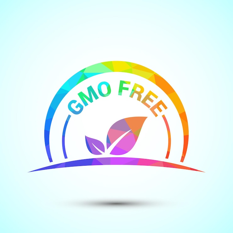 Vector ilustración de diseño de icono libre de ogm etiqueta de alimentos no modificados genéticamente símbolo de señal de alimentos saludables orgánicos