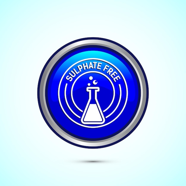 Ilustración del diseño del icono libre de sulfato No hay etiqueta de insignia de sulfato para la garantía del producto Diseño de botón redondo de color azul